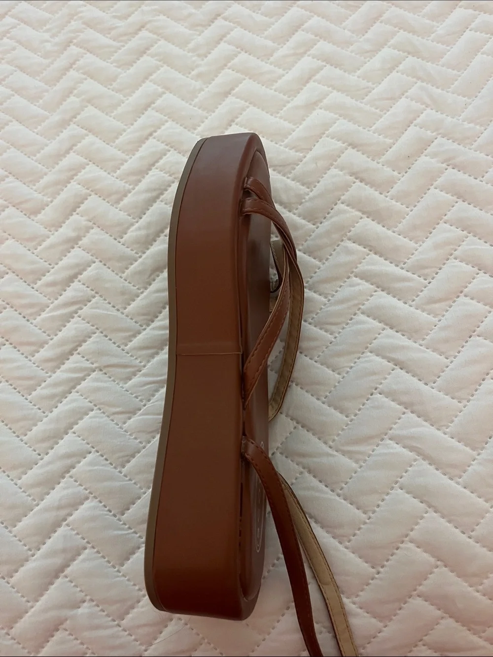 Scoop Brown Strappy Square-Toe Sandals — Sleek Leather Look Sz 7